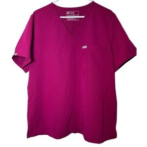 Discontinued Color Magenta FIGS Catarina V-Neck Scrub Top Medical Doctor Nurse